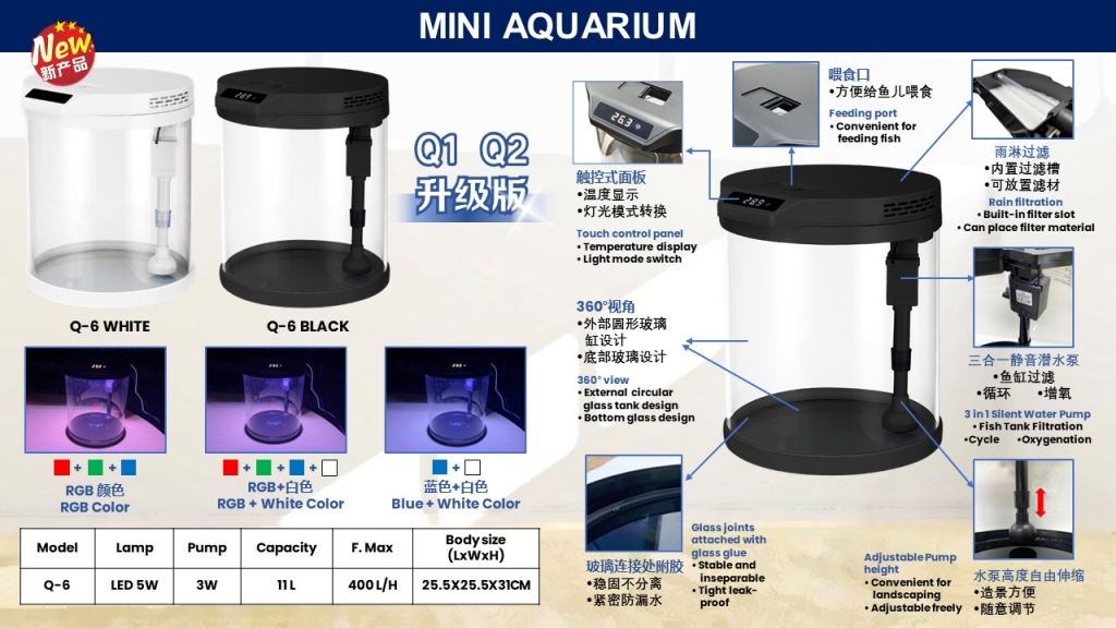 Q-6 SERIES MINI AQUARIUM DETAIL